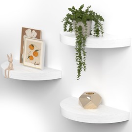 VINCOURNA Set of 3 Wall Shelves, 39 cm (W) Rustic Wooden Shelf, Hanging Shelf, Floating Shelf for Bathroom, Kitchen, Office, Children's Room, Living Room, Decorative Wall Board, White