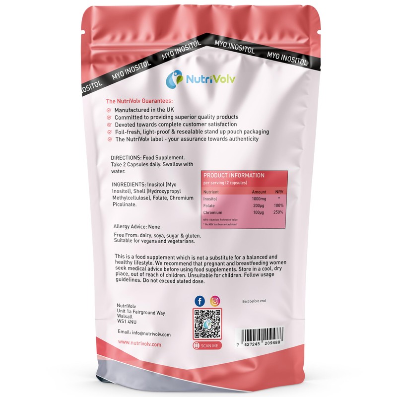 Myo Inositol 1000mg with Folate & Chromium Supplements for Female