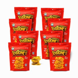 TOSTONES, Green Plantains, Re-Sealable Bag, Crunchy chips, Plantains, Palm Oil and Salt, 3.53 Oz per Unit, HABANERO Flavored, 8 Pack,