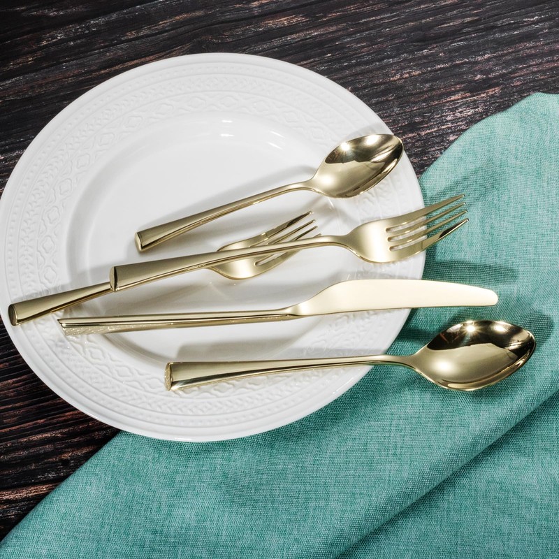 Alata Bailey Champagne Gold 20-Piece Forged Stainless Steel Flatware Set