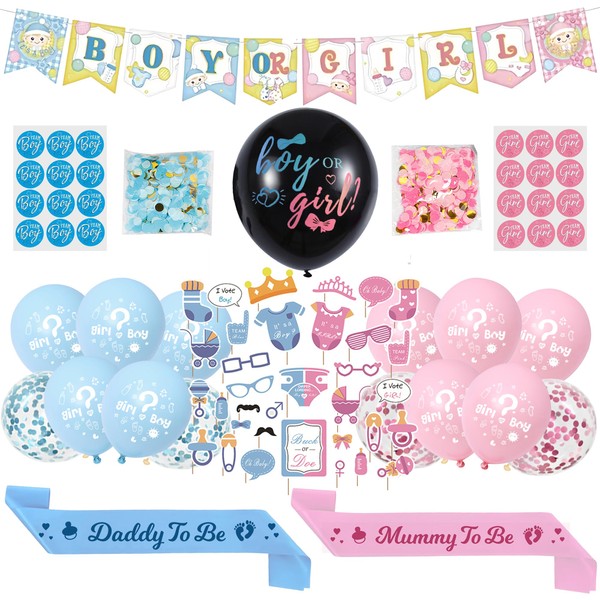 Baby Gender Reveal Decoration Balloons - Pink Blue Boy or