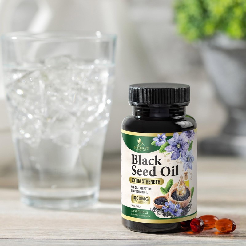 Black Seed Oil Capsules 1000mg - Premium Nigella Sativa Blackseed,