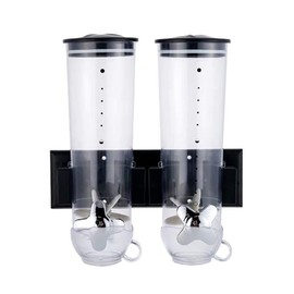 WUSILILU Wall-mounted Food Dispenser, 3L 2 Buckets Coffee Bean Candy Rice Dispenser, Dry Food Dispenser Cereal Dispenser Grain Storage Dispenser for Home, Kitchen, Countertop, Cutlery Rack (Black)