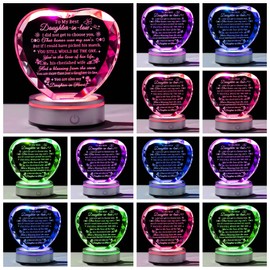 Movdyka Daughter in Law Gifts - Crystal Keepsakes Plaque with Colorful Light Base Best Gifts for Daughter-in-Law Birthday Mother's Valentine Day Christmas