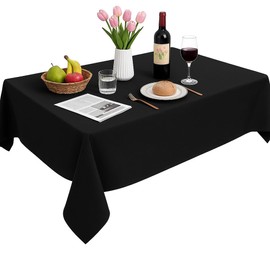 PUBAMALL Mantel Rectangular de Poliéster, 300cm x 150cm, para Mesa de Banquetes, Eventos y Hogar (Negro)