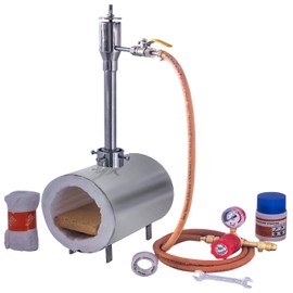 Simond Store Propane Gas Forge Single Burner, 2600F Rated, Blacksmithing Forge for Knife Making Farrier Forging Blacksmith Tools Equipment - Stainless Steel Round Forge