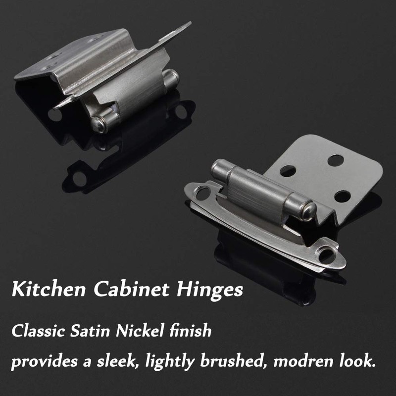 10 Pairs Brushed Satin Nickel 3/8" Overlay Decorative Self Closing