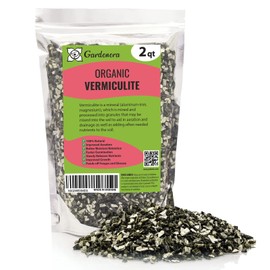 Horticultural Organic Vermiculite by GARDENERA - (Made in Ukraine) - Medium Grade - Natural Soil Additive for Potted Plants, Orchids, Hydroponics, Terrariums (2 Quart)