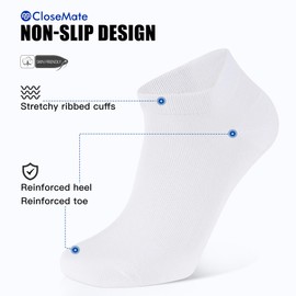 Closemate 10 Pairs Ankle Trainer Sport Socks for Men Women Cotton Low Cut Short Socks (10 White, Size M)
