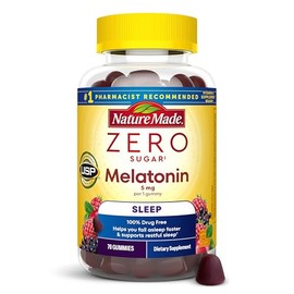 Nature Made Gomitas para dormir de melatonina sin azúcar de 5 mg para adultos, extra fuerte, ayuda para dormir 100% libre de medicamentos, sin asparta