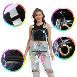 MIKI WELL Hair Stylist Apron with pocket - Waterproof Transparent Salon Apron,One-Size-Fits-Most, Adjustable webbing, Transparent, One Size