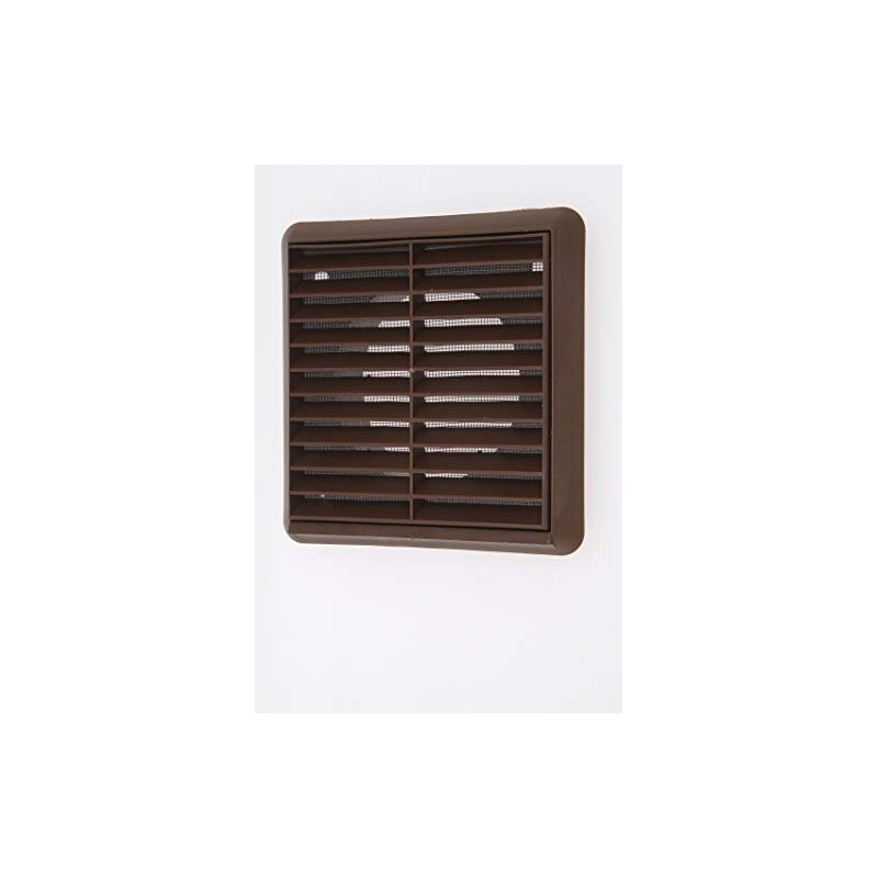 Brown Fixed Louvered Wall Vent Grille 100mm / 4" Spigot