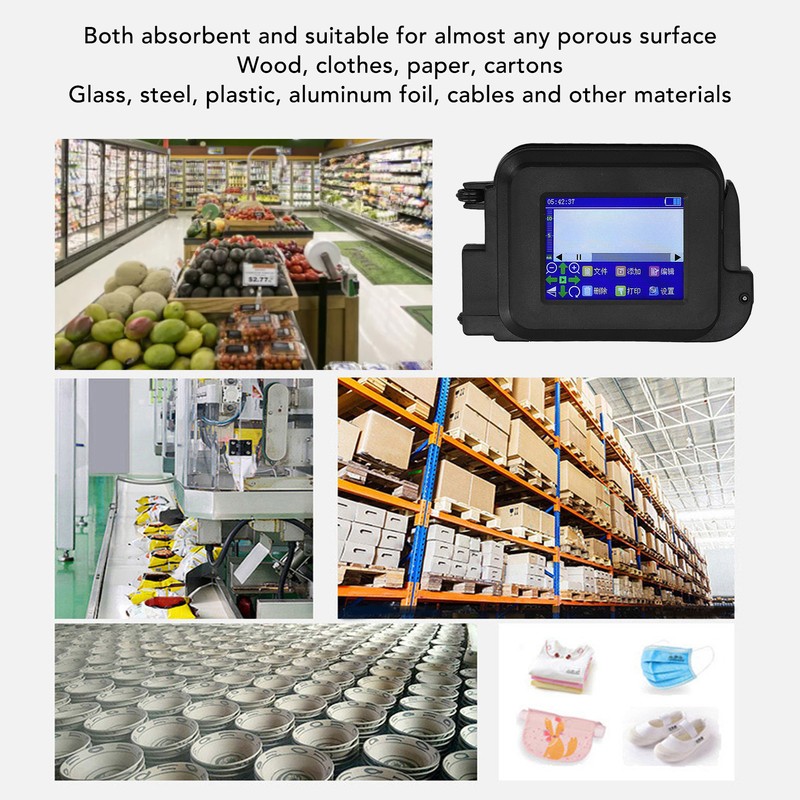 Handheld Inkjet Printer Gun Portable Mini LED Touch Screen for