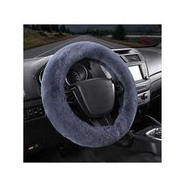 MUQIDA Fluffy Car Steering Wheel Cover, 15 Inch Soft Warm Plush Anti-Slip Furry Wheel Protector, Universal Fuzzy Comfortable Steering Wheel Covers for Winter, Car Accessories (Gray)