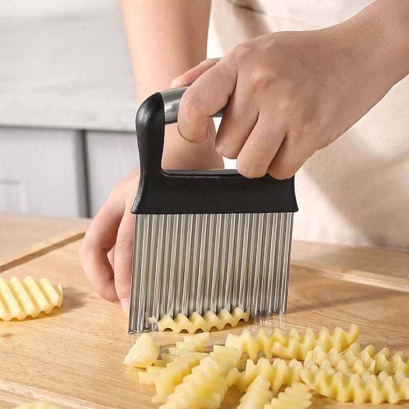 Potato Crinkle Cutter, Stainless Steel Potato Chipper Suitable for Fruits