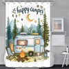 ICTEISOM Happy Camper Small Stall RV Shower Curtain Rustic Tree