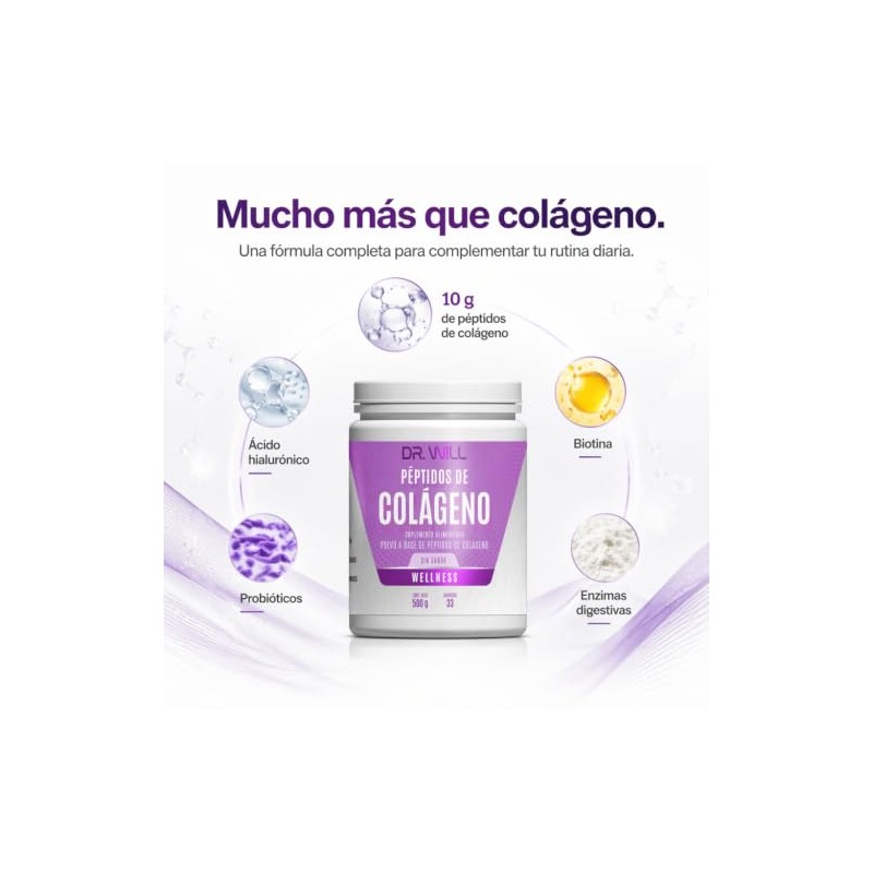 DR. WILL Colágeno Hidrolizado en Polvo 500 g, Péptidos de