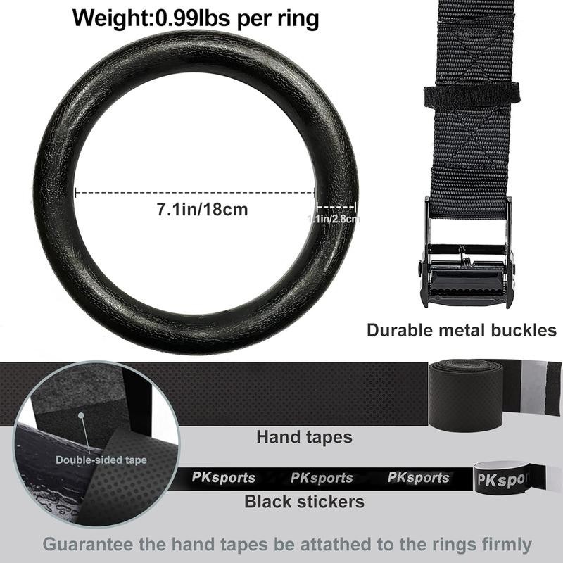 PACETH Gymnastic Rings 1100lbs Capacity with 14.76ft Adjustable Buckle Straps