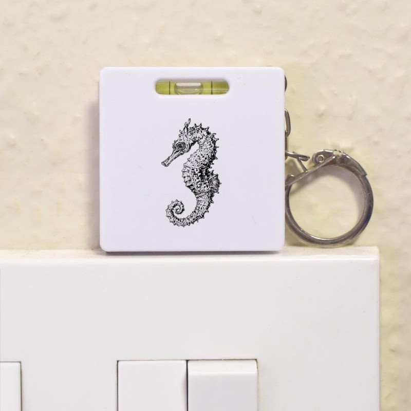 'Single Seahorse Side View' Keyring Tape Measure/Spirit Level Tool (KM00041820)