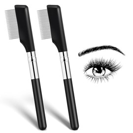 Pack of 2 Eye Eyelashes Separator Metal Eyelash Comb Eyebrow Brush Eyelash Brush Mascara Applicator Eyelash Separator Tool Teeth Care Brush for Girls Women