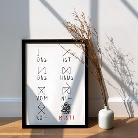 JUHMI Xmas Poster, A4 (21 x 29 cm) Decoration with Saying for Christmas, Living Room Wall Decoration, Bedroom, Kitchen Decoration with and without Frame, House From Santa Claus