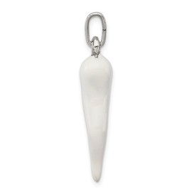Auriga Fine Jewelry 925 Sterling Silver White Enamel Italian Horn Pendant (L- 1.30 Inch, W- 0.28 Inch)