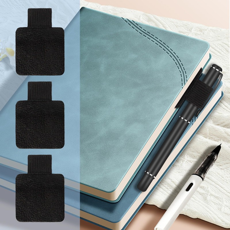 AUXBC 12Pcs Self-Adhesive Pen Loop Holder with Elastic Band, Notebook
