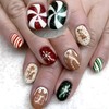 24 Pcs Christmas Press on Nails Short Oval Winter Snowflakes