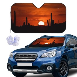 Saguaro Cactus Arizona Sunset Windshield Sun Shade Car Front Window Shades for Car Accessories Sun Heat UV Rays Visor for Universal Cars SUV Truck 51 x 27.5 Inch