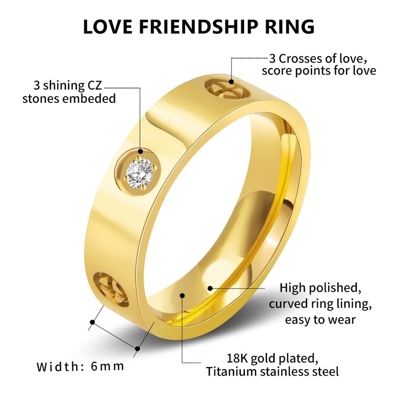 AmorArtSky Love Ring 18k Gold Silver Rings ：Friendship Ring With