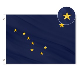 VICDRIA Alaska State Flag 3x5 Ft, Deluxe Embroidered Heavy Duty Nylon Durable AK Outside Flags, Indoor/Outdoor, Sewn Stripes and Brass Grommets