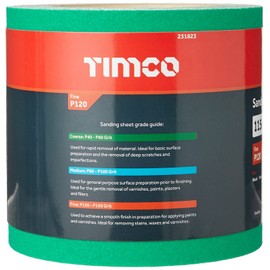 TIMCO Sandpaper Roll - 120 Grit - Green - 115mm x 10m - 1 Roll - Ideal for hand and powertool sanding