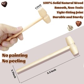 Hidreas 20 PCS Mini Wood Hammers Wooden Hammer for Breakable Heart Chocolate Heart, Wood Lobster Crab Mallet