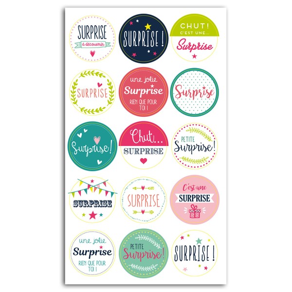 Toga (STY033 15 Multicoloured Paper Gift Wrap Stickers - 3 x 3 x 0.1cm