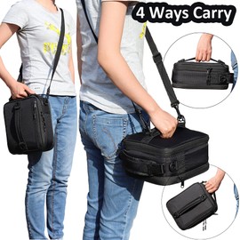 GOWRAPS - Bolsa de almuerzo aislada para niños, mujeres y hombres, caja de almuerzo negra para adultos con correa, pequeña lonchera aislada para trabajo, escuela, loncheras rectangulares expandibles,