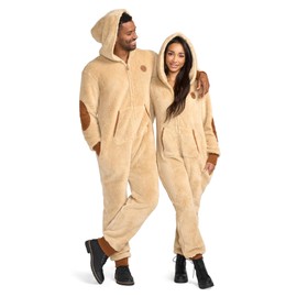 Tipsy Elves Men's Christmas Tan Sherpa Jumpsuit Size Medium