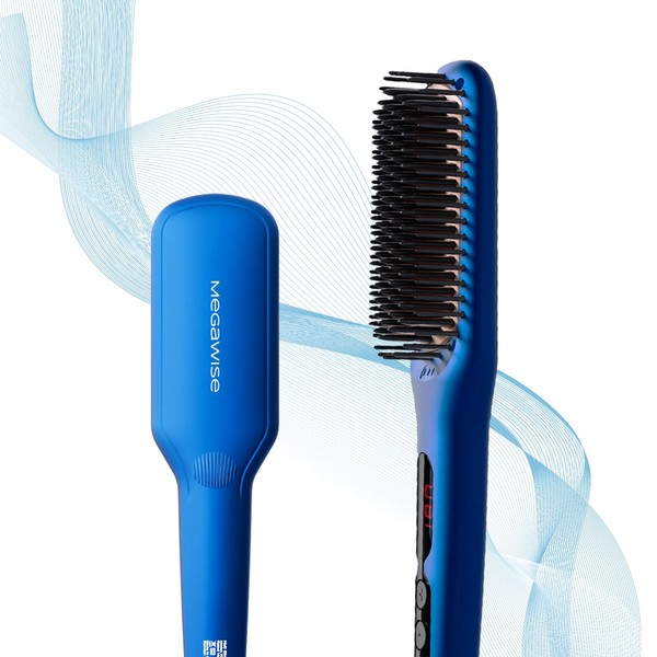 cepillo para polvo alisador de pelo (azul genciano)