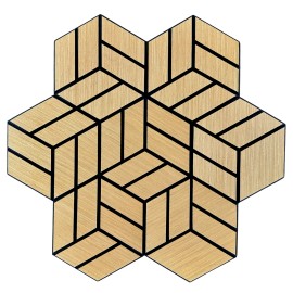 New Motifs Hexagon 3D Wood Veneer Honeycomb Cutout for Wall Decor Panels with Adhesive