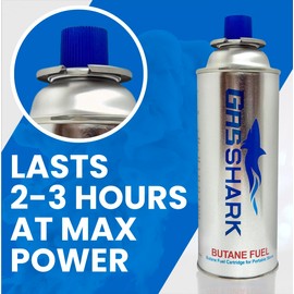 Gas Shark Butane Fuel Gas Canisters | 12 Pack | 8 oz Premium Butane Gas with Triple-Seamed CRV Explosion-Proof Design | UL Listed | Ideal for Portable Stoves, Torches, Camping, & Outdoor Cooking
