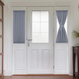 PANOVOUS Grey Blackout French Door Curtains -Door Window Curtain for Small Windows, Privacy Front Door Side Windows with Tiebacks 25x40 Inch, 2 Panels