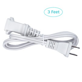 3 Foot Extension Cord 2 Prong, Short Power Extension Cord, 18 AWG Male Female Extension Cord Small Extension Cable for Indoor, White