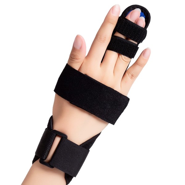 指サポーター ばね指 腱鞘炎 突き指 固定用金属プレート内蔵 しっかり固定 手のひら固定 調節可能 フリーサイズ 左右兼用