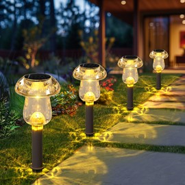 Eyrosa Solar Outdoor Lights, 8 Pack Waterproof Solar Mushroom Lights for Garden Yard Pathway Path Walkway Driveway Lawn Landscape Outside Decor（Warm White）