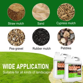 Strong Rock Glue for Landscaping, 64oz Mulch & Stone Glue for Rock, Adhesive Binder Sticky Pea GravelGlue, Clear Landscape Binder for Outdoor Landscape Walkways, Gardens, Yards(100 Sq Ft)