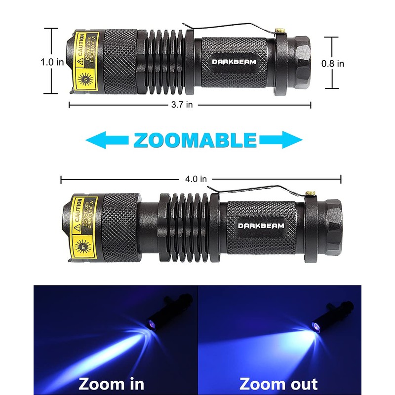 DARKBEAM UV 365nm and 395nm Flashlight Light Wood's Lamp Blacklight