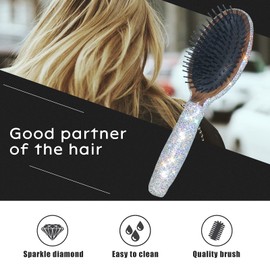 Hair Brush Detangle Hair Brushes for Women, Detangling Brush For Curly Hair, Detangle Brush, Wet Hair Brush for Thick Hair, Women Hair Brush For Curly Hair, Brushes For Hair Handmade Luxury Bling Crystal Paddle Brush Cute Rhinestone(White)