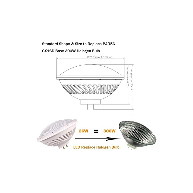 Dimmable PAR56 LED Bulb 300 Watt Replacement Soft White 3000K