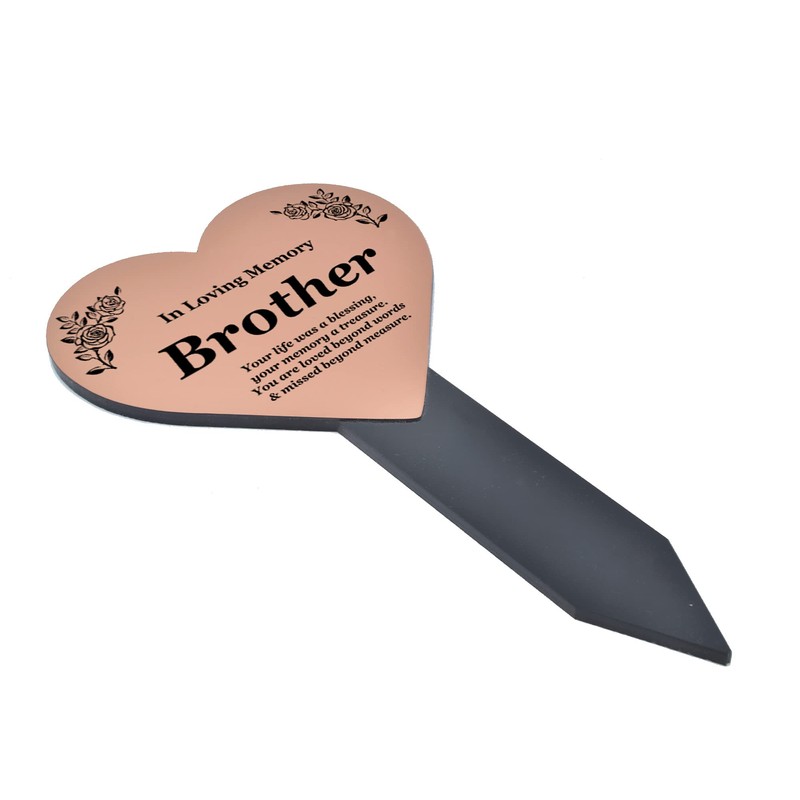 OriginDesigned Brother Heart Shaped Engraved Memorial Plaque Stake - Copper
