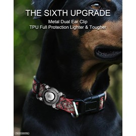 IP68 Waterproof for Airtag Holder for Dog Collar, with Airtag Dog Collar Holder with Removable Metal Clip, Sturdy TPU Air tag Holder, Fits 1.2" Width Medium Large Collars (Blue)