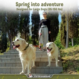 Pet Dreamland Exquisite Hands Free Double Leash for Two Dogs No Tangle. Premium Quality & Versatile Running Your Two Large Dogs. You Will Absolutely Love This Amazing Dual Dog Leash (Black & Red)